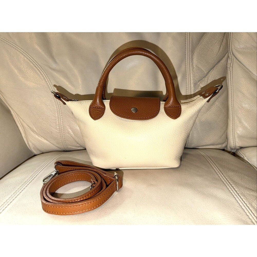 Borse in Pelle Satchel Crossbody Bag Leather Made in Italy Brown Cream